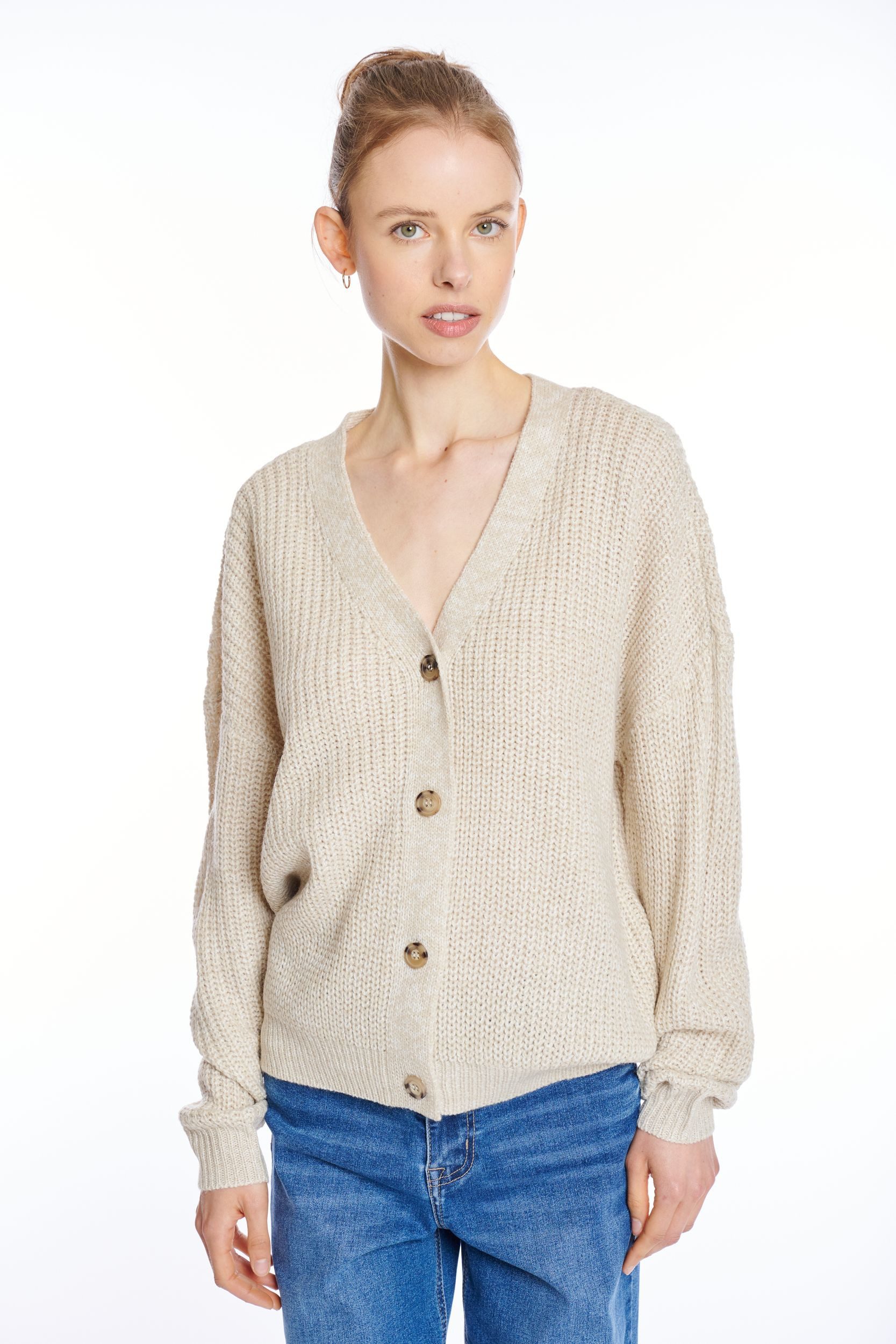 HaILY’S Cardigan Gemütliches Strickdesign mit Knopfleiste und V-Ausschnitt günstig online kaufen