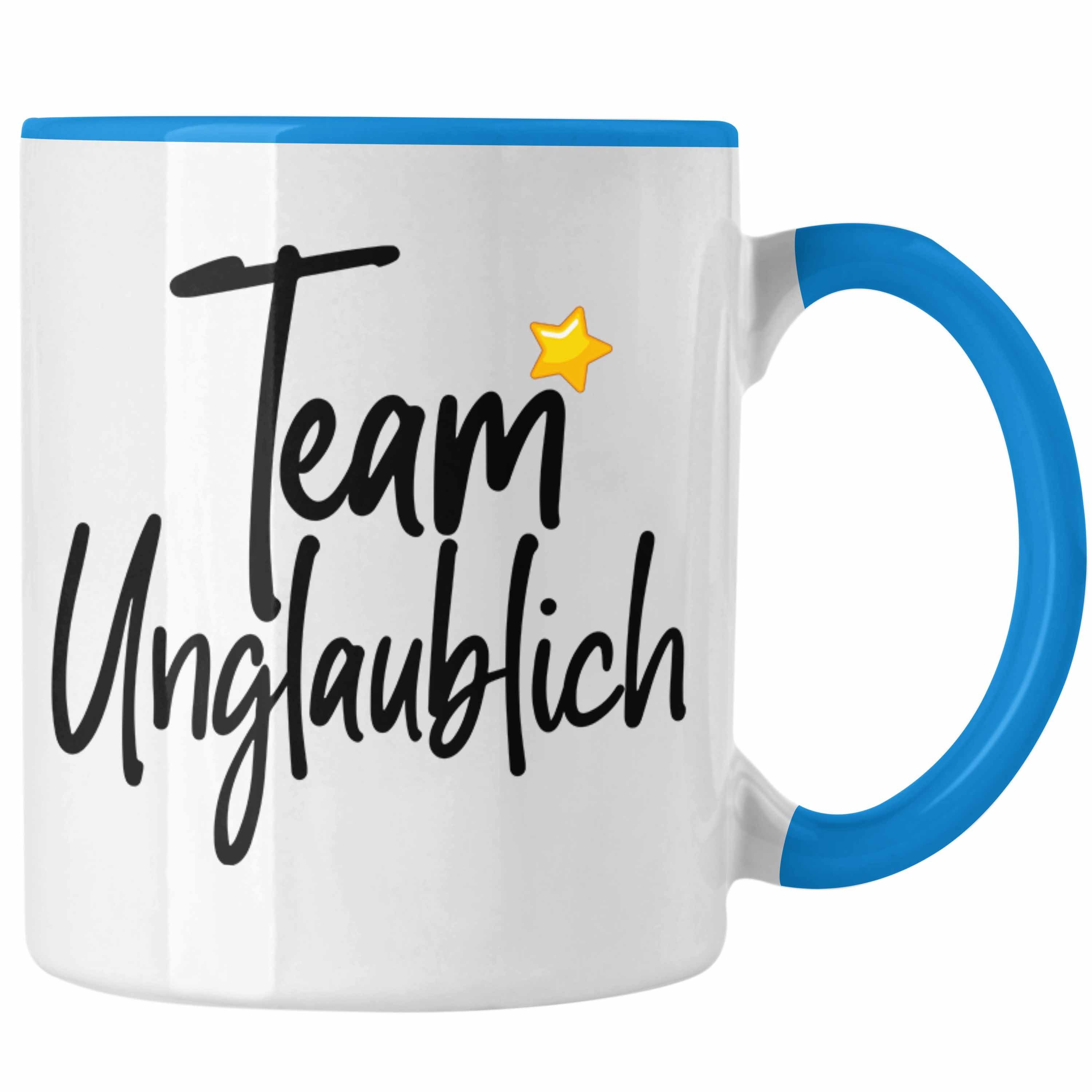 Trendation Tasse Tasse Geschenk für Bestes Team Geschenkidee Dankeschön Blau