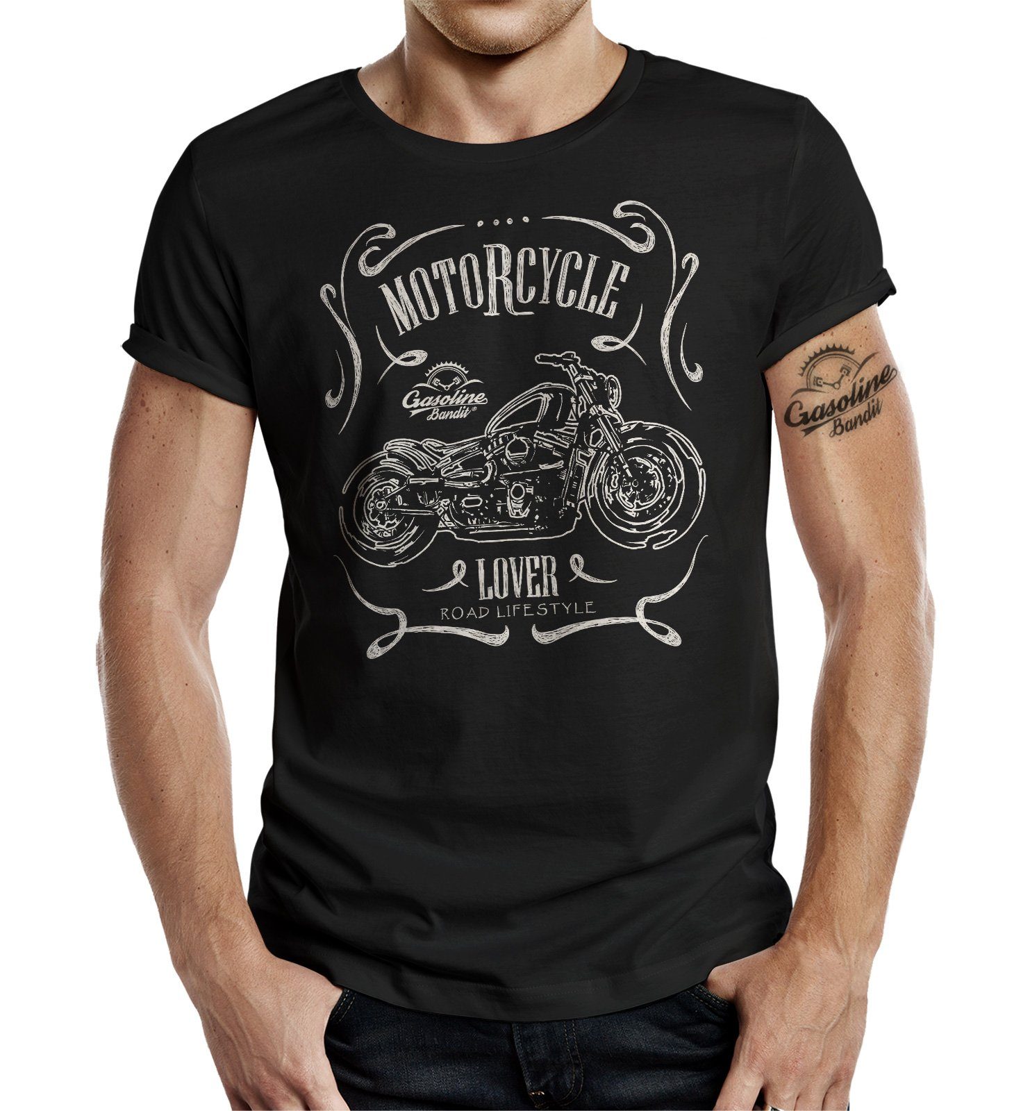 GASOLINE BANDIT® T-Shirt Design: Motorrad im Motorcycle Lover Racer Biker