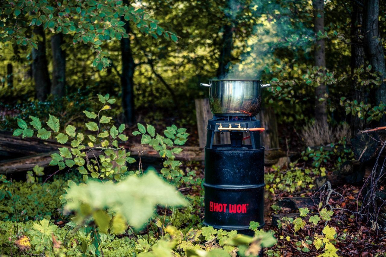 HOTWOK Gaskocher, Wokbrenner Hot Wok Pro 12 kW Gasbrenner Gusseisen + Wokpfanne 30 cm