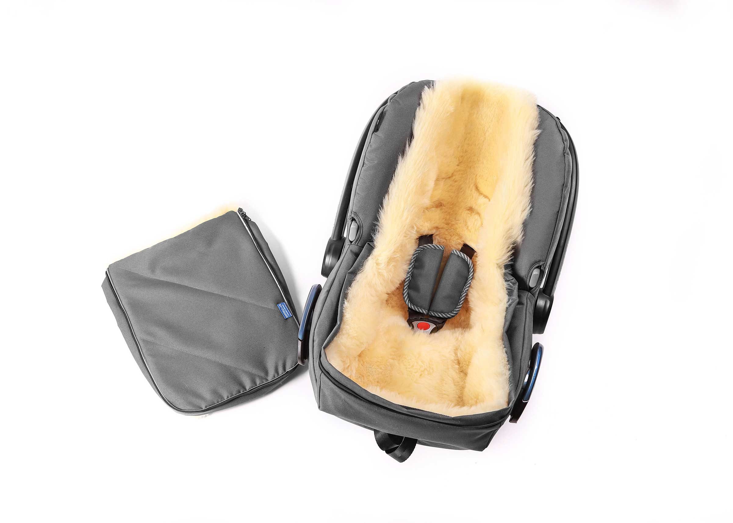 Hofbrucker seit 1948 Fußsack Lammfell Fußsack Maxi für Babyschale, Baby Winter Fußsack mit echtem Lammfell wind- und wasserabweisend
