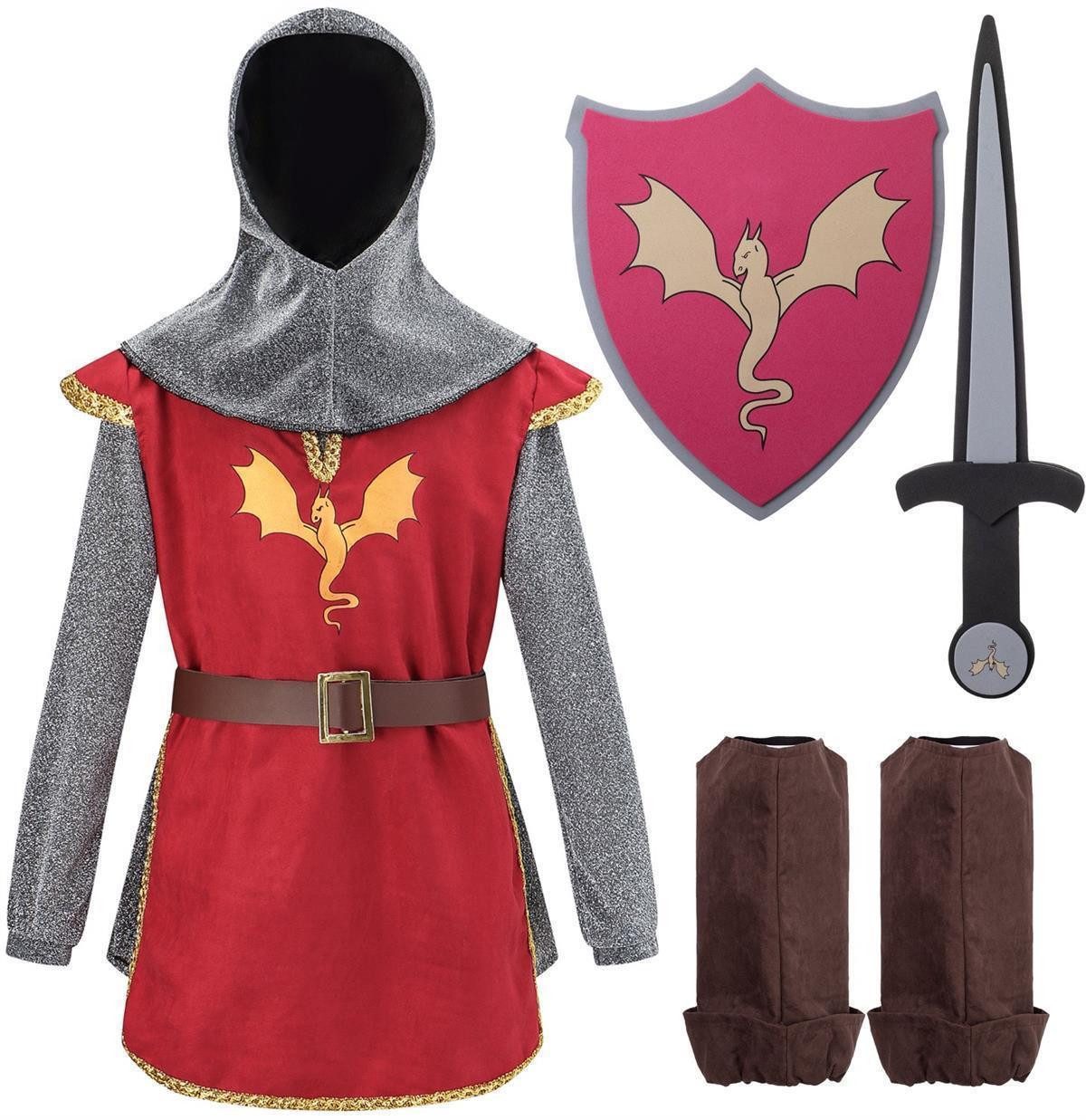 Corimori Ritter-Kostüm Krieger Karnevalskostüm, mehrteiliges Set, Kinder, Fasching, Mittelalterfest, Jungen, mit Schaumstoff-Schwert und Schild