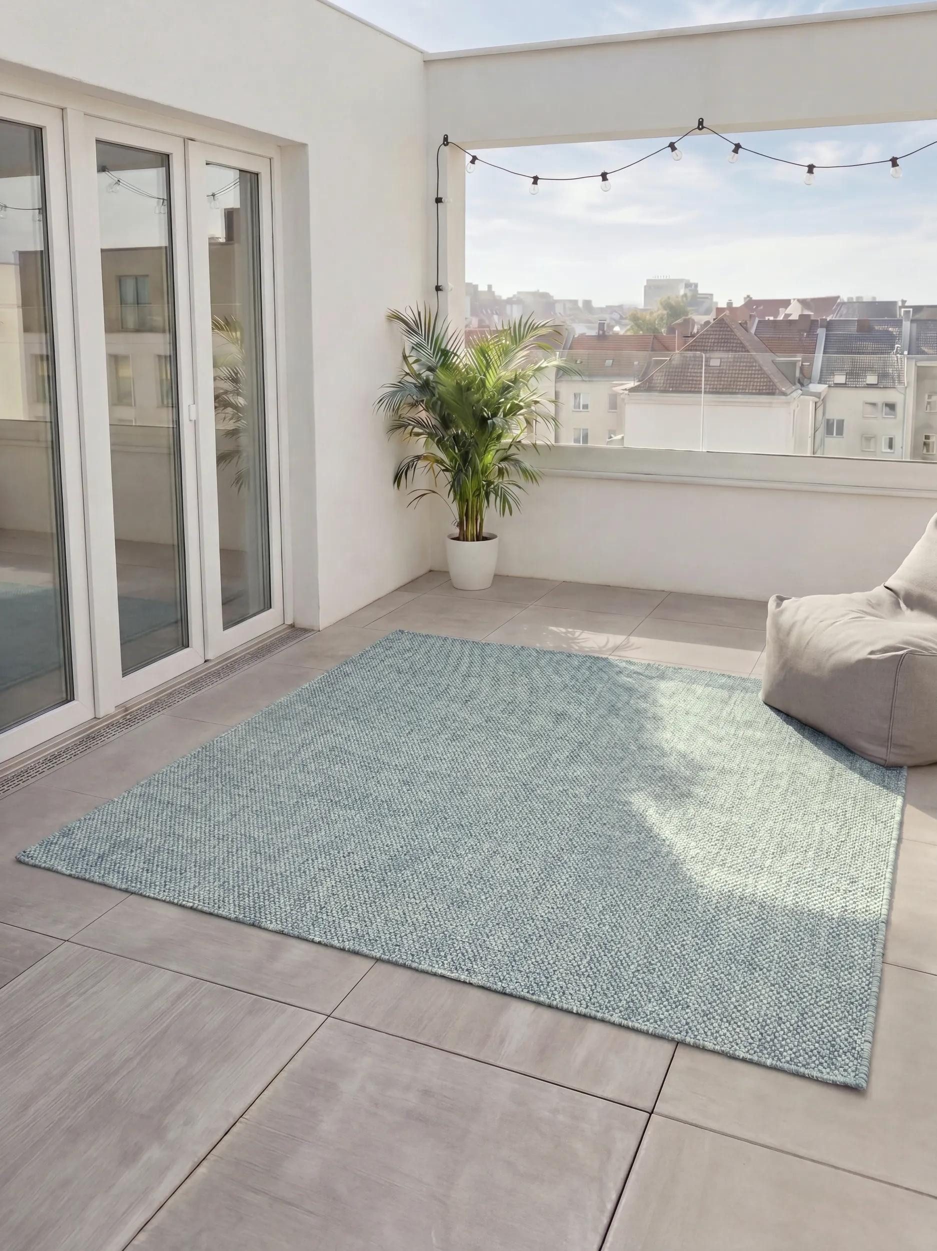 benuta Outdoorteppich Iowa, quadratisch, Höhe: 5 mm, Outdoor Teppich Garten, Terrasse, Balkon, Küchenteppich, Wetterfest