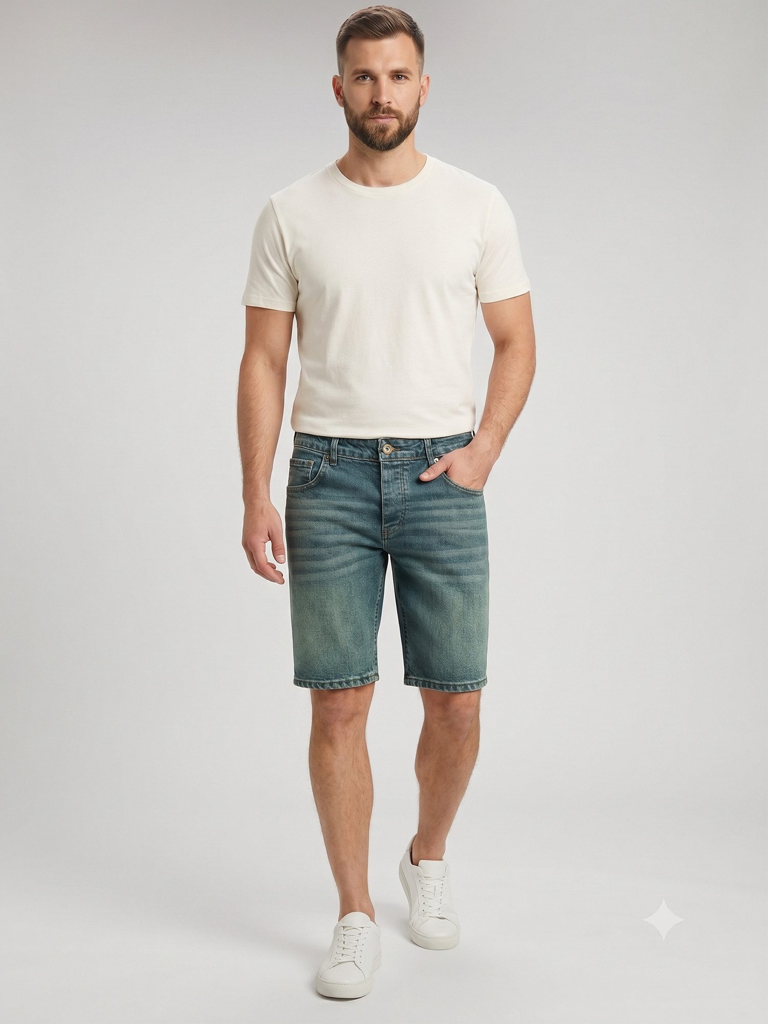 Rock Creek Jeansshorts Rock Creek Herren Stretch Kurze Hose Denim RC-2448 5-Pocket-Style – Bild 4 von 5