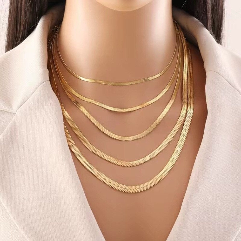 ROUGEMONT Edelstahlkette Wasserfeste Damen Halskette Edelstahl 18K Gold, Wasserfest