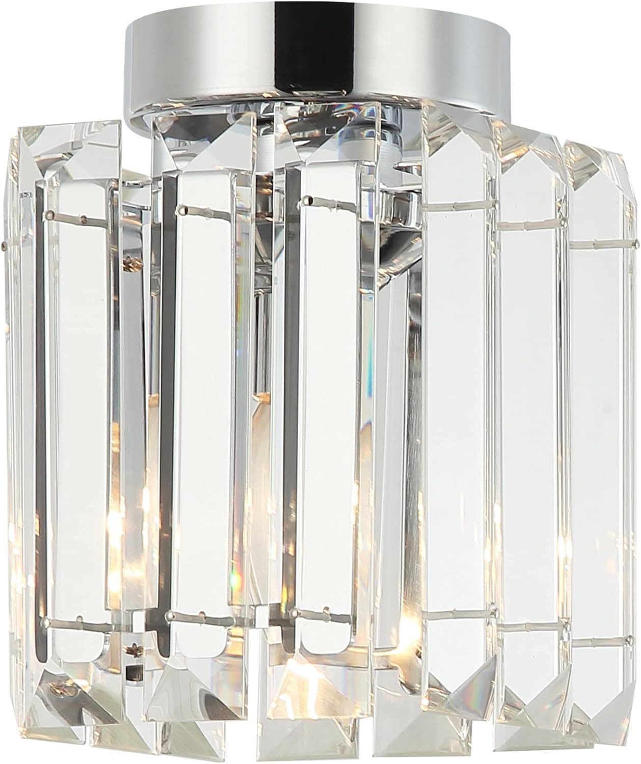 Diyarts Deckenleuchten Kronleuchter, Moderne Flush-Mount Deckenleuchte mit Kristalldekor E27