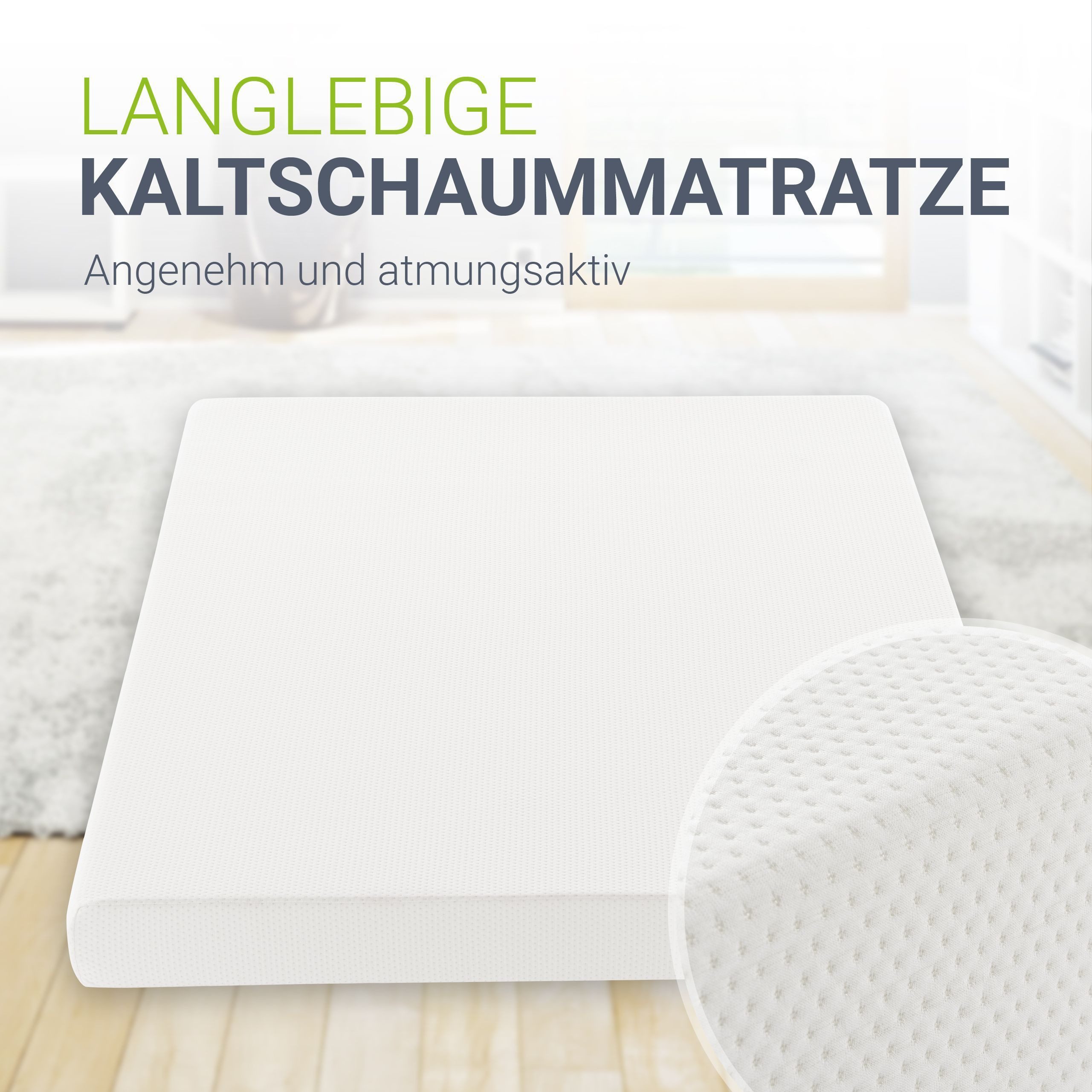 Kaltschaummatratze, Juskys, 10 cm hoch, Gute Luftzirkulation, optimaler Schlafkomfort, leicht und wendig