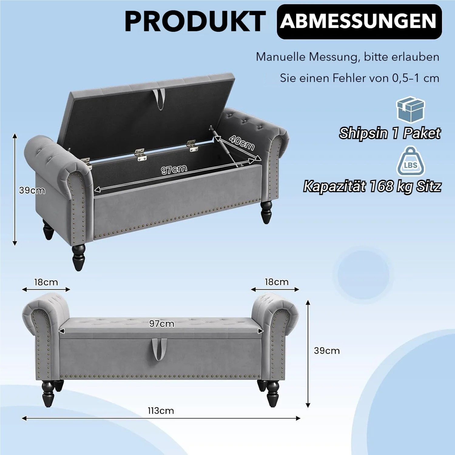 TLGREEN Bettbank Doppelter Hocker mit Stauraum, (Samt,Eleganz und Komfort mit Stauraum), Multifunktionsbank für Wohnzimmer,Schlafzimmer – Bild 2 von 5
