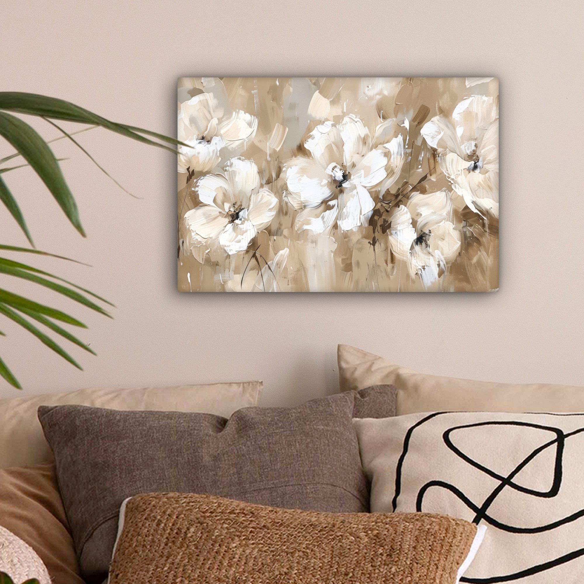OneMillionCanvasses® Leinwandbild Blumen - Beige - Abstrakt - Modern, Fotod günstig online kaufen