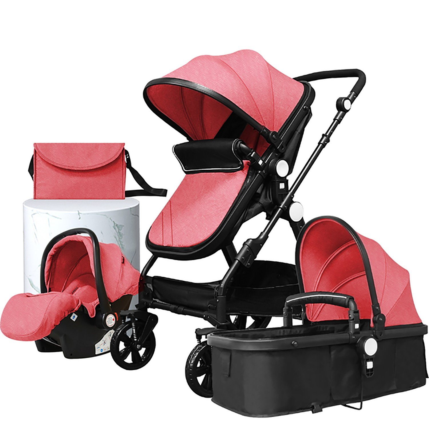 Kombi-Kinderwagen Babyschale Baby Buggy Babywanne Windeltasche