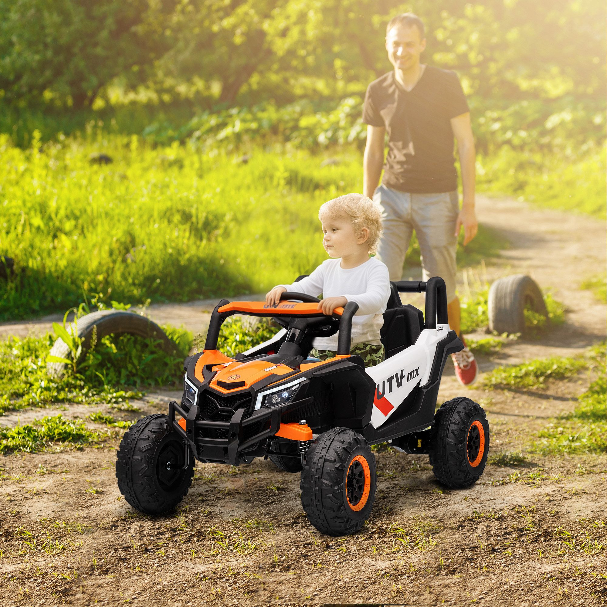 AIYAPLAY Elektro-Kinderauto Kinder Elektroauto 12V mit 2,4 GHz Fernbedienung, 2 Motor, Belastbarkeit 30 kg, (1-tlg), für Kinder 3-5 Jahre, Orange