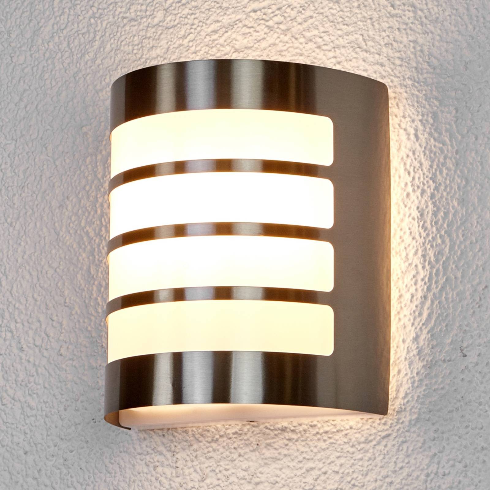 Lindby Außenwandleuchte Noyan, 20 cm, Edelstahl, IP44, E27 günstig online kaufen