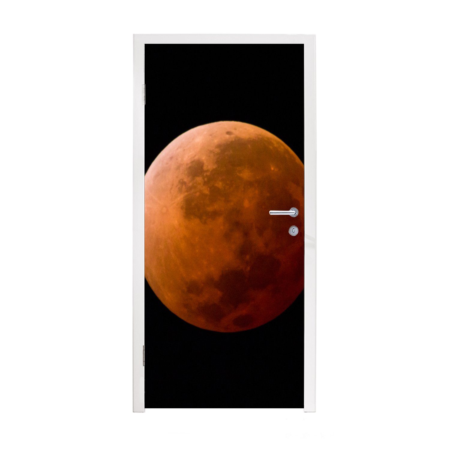 (1 Fototapete Rot, MuchoWow Schwarz cm 75x205 - - für Tür, Mond Türtapete Türaufkleber, St), bedruckt, Matt,