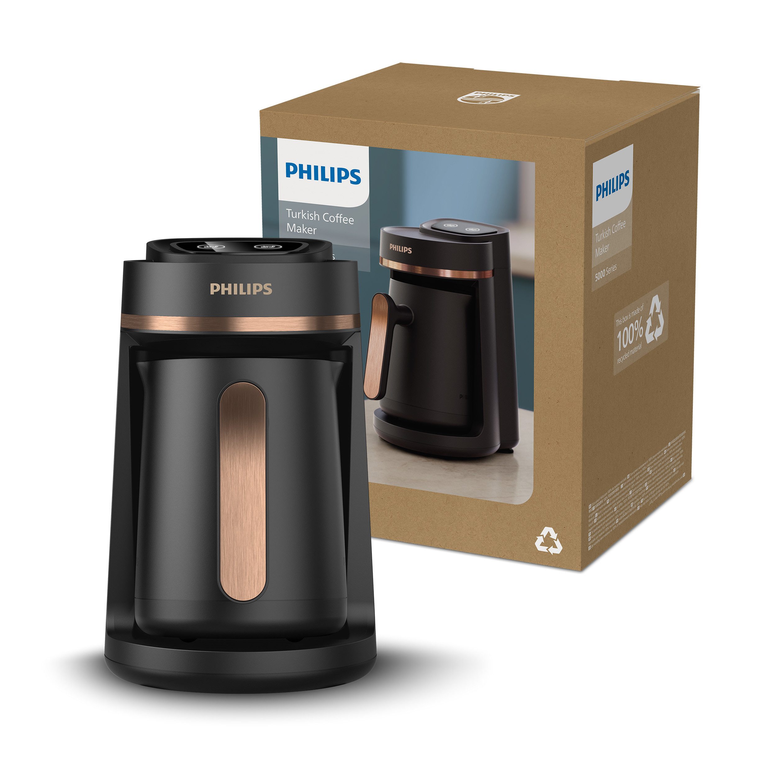Philips Kaffeebereiter HD150/60 Türkischer Kaffeekocher 5000 Series, mit Funktion für langsames Brühen u. Überhitzungs- und Überlaufschutz