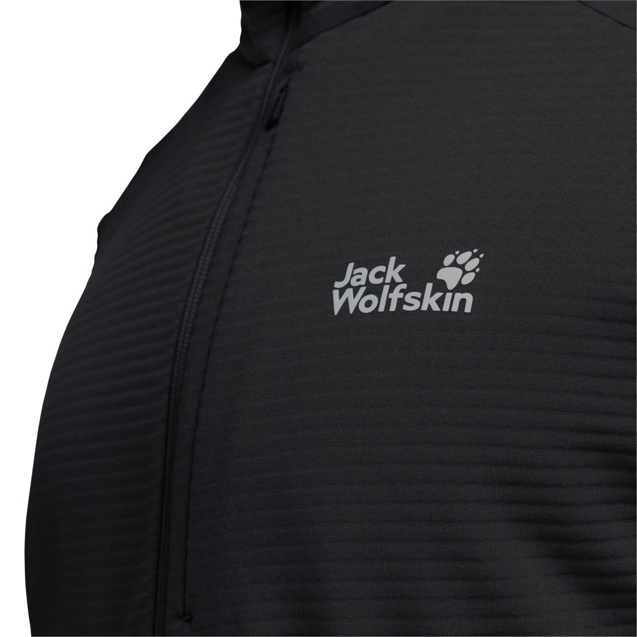 Jack Wolfskin Fleecejacke Litestride Hooded Full Zip (mit Kapuze, elastisches Material) schwarz
