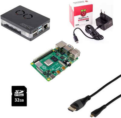 MegaComputerWorld Raspberry Pi 4, 4 oder 8GB/Gehäuse/Netzteil/32GB SD Card/HDMI Kabel Mini-PC (4 GB HDD)