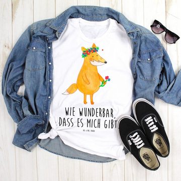 Mr. & Mrs. Panda T-Shirt Fuchs Blumenliebe - Weiß - Geschenk, Selbstliebe, Herrn, Fox, Jungges (1-tlg)