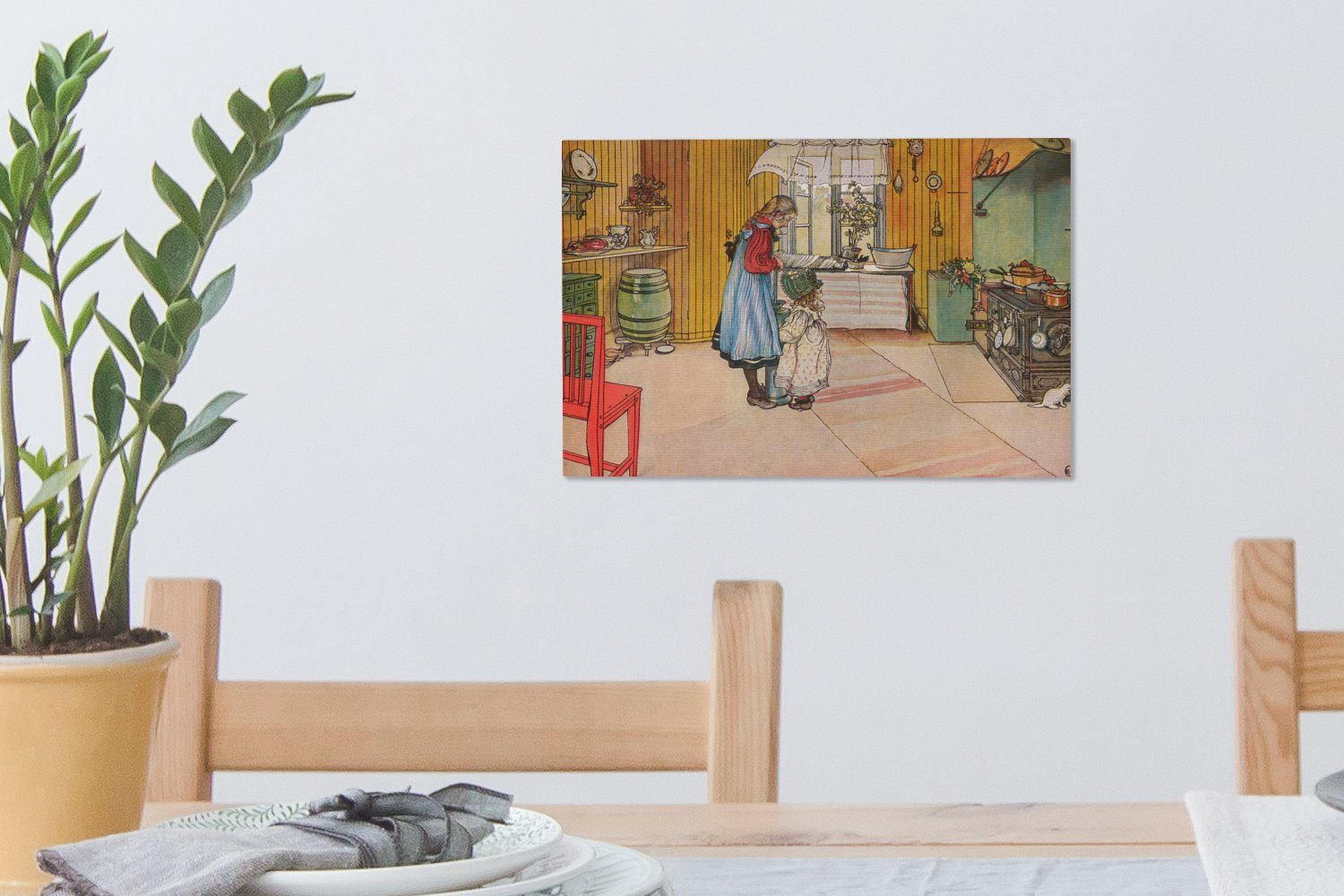 Küche Aufhängefertig, Larsson, Hauses Wandbild Carl eines Leinwandbild cm Wanddeko, St), Leinwandbilder, 30x20 Die OneMillionCanvasses® - (1