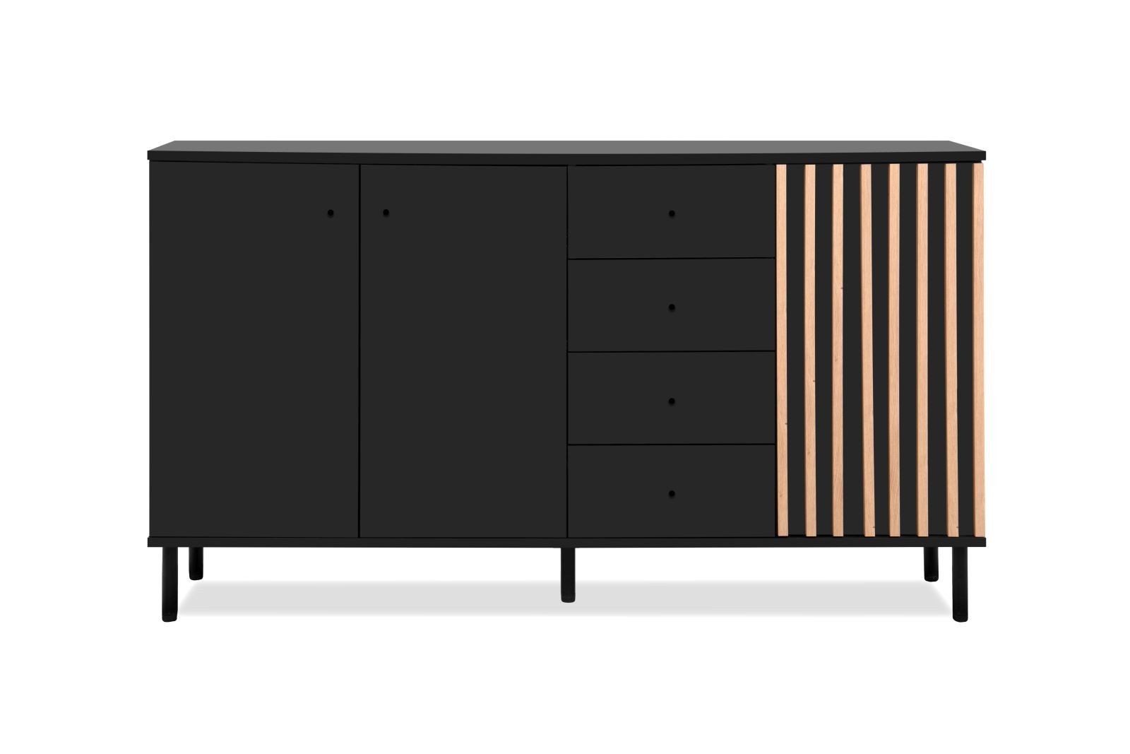 möbelvita Sideboard Sideboard Milan 51C schwarz / Dekor Artisan Oak