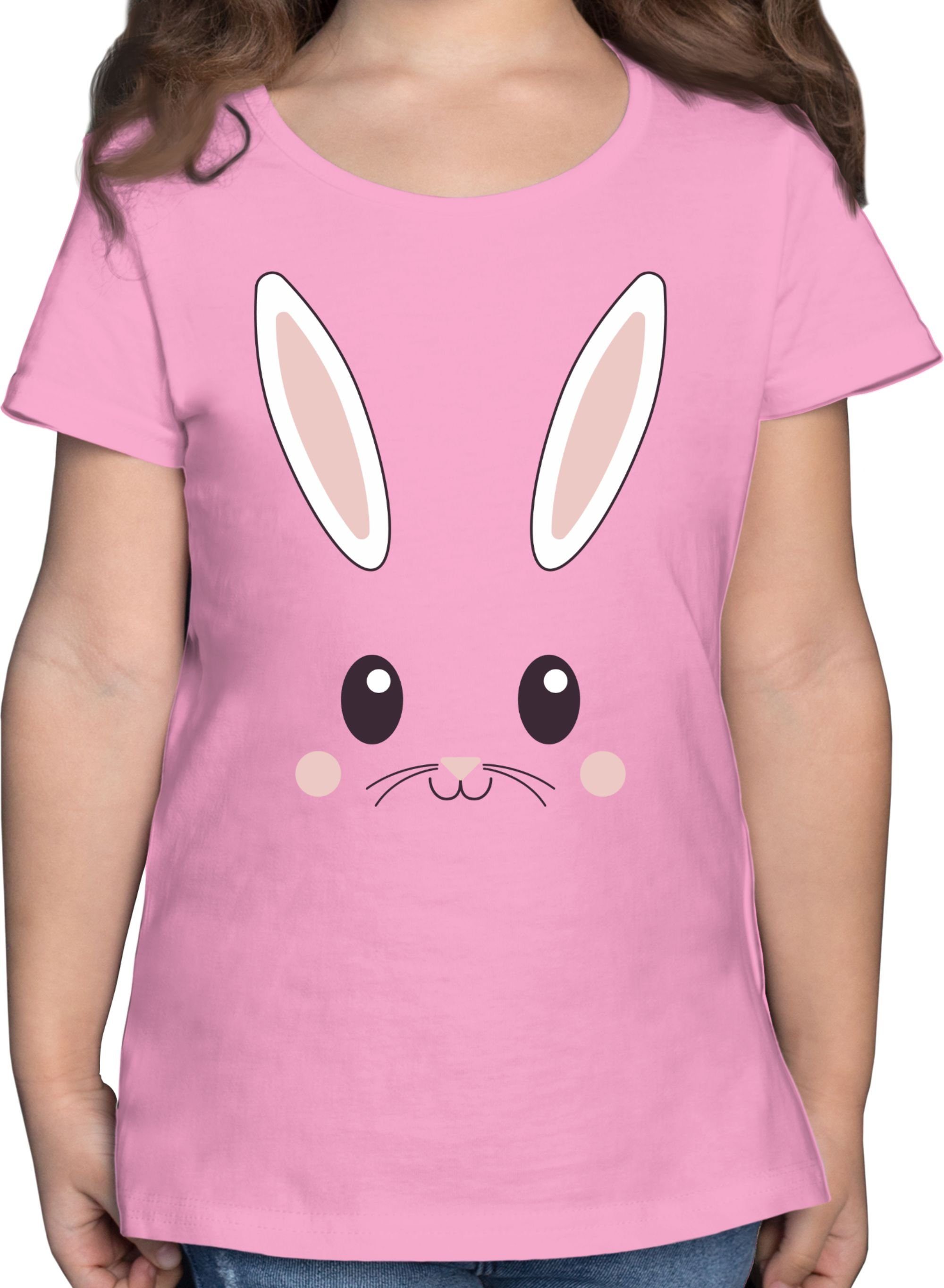 Shirtracer T-Shirt Süßes Hasen-Gesicht Geschenk Ostern 2 Rosa