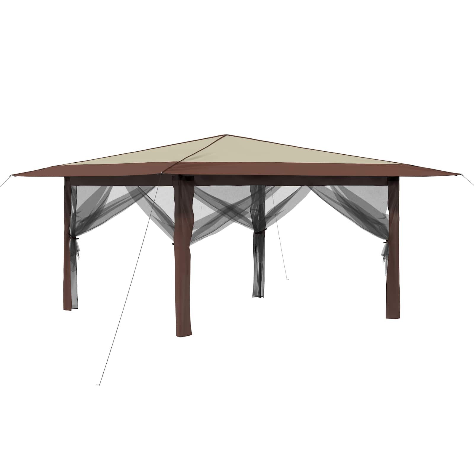 vidaXL Partyzelt Pavillon mit 4 Seitenwänden 4 x 4 m Creme und Braun
