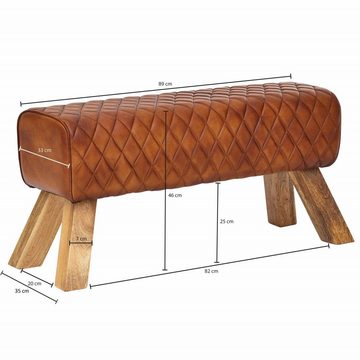 furnicato Sitzbank Echtleder / Massivholz 89x46x35 cm Leder Modern Turnbock