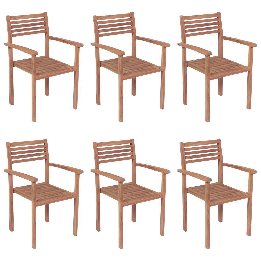 Kissen 6 Gartenstühle Stk. Gartenstuhl Massivholz mit furnicato Stapelbare Teak