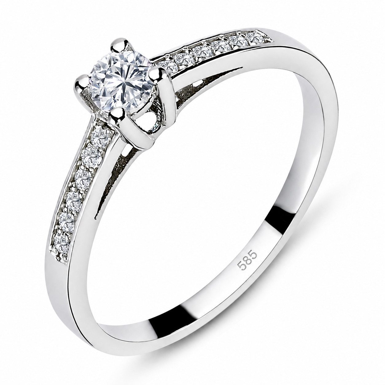 EinStein Diamant Verlobungsring 0,25 Carat Diamant Solitär Ring Antragsring 14 Karat Weißgold