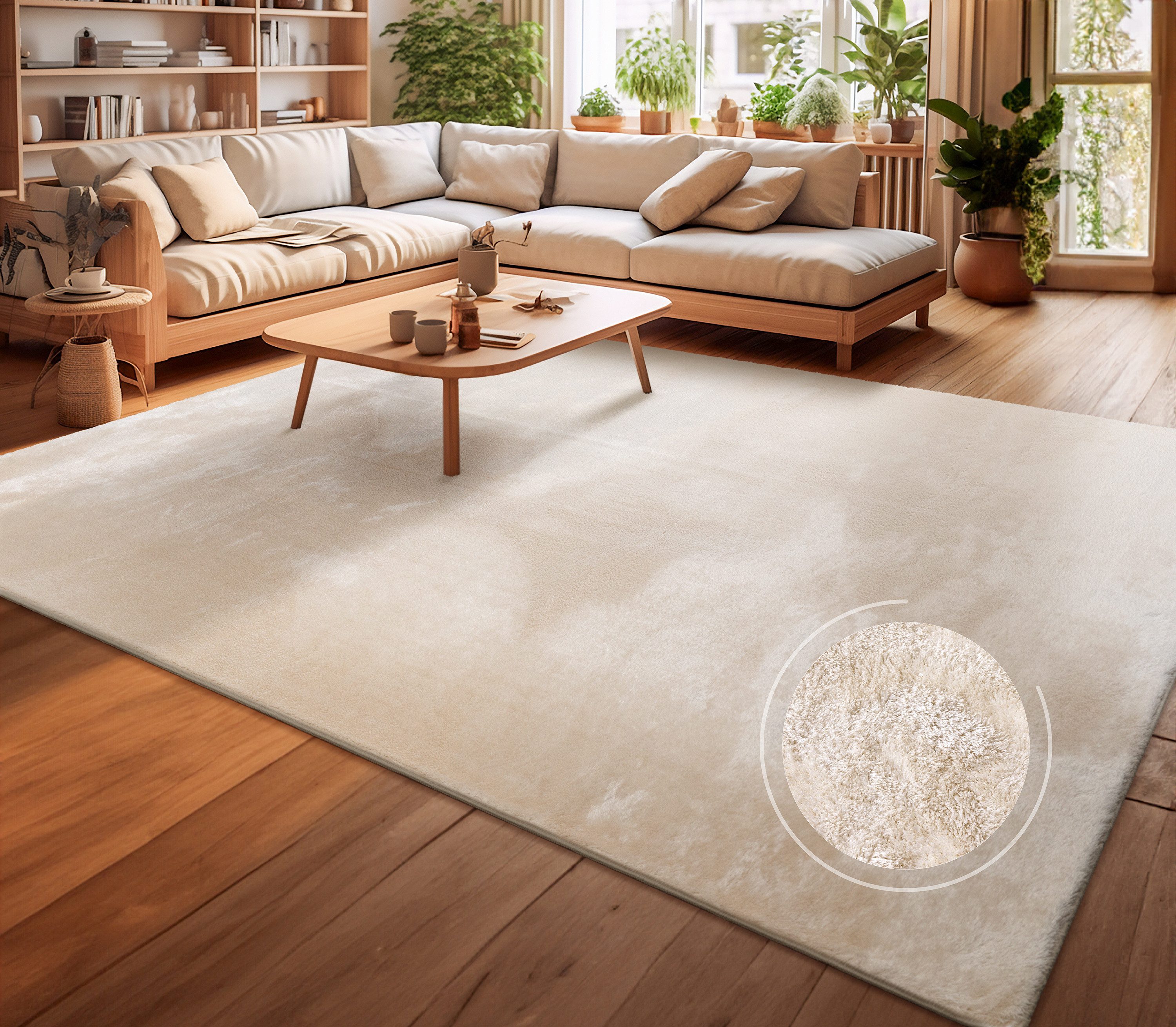 my home Teppich Andeer, rechteckig, Höhe: 14 mm, Kurzflor, Uni Farben, weich & kuschelig, waschbar, Wohnzimmer