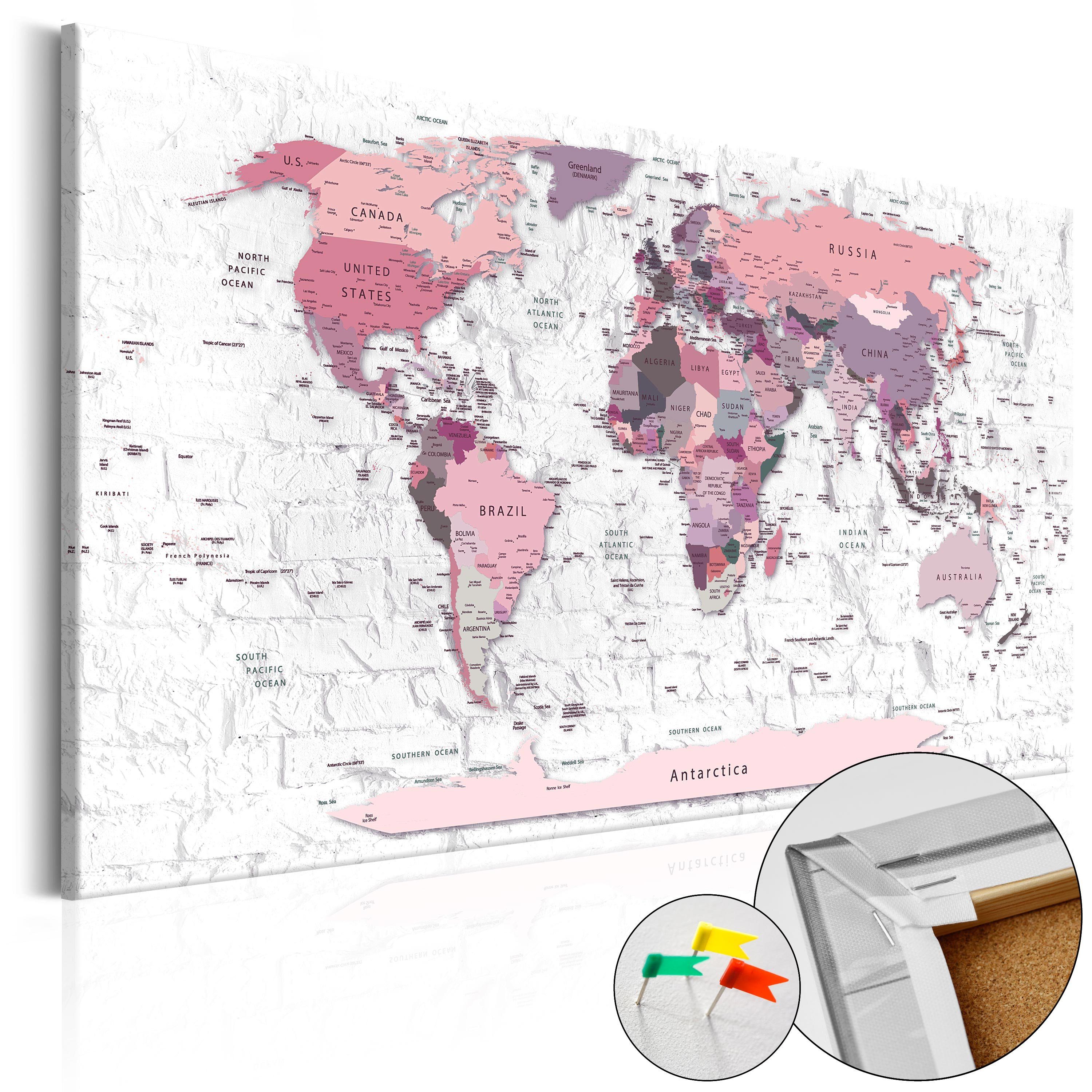 Artgeist Pinnwand Pink Frontiers [Cork Map]