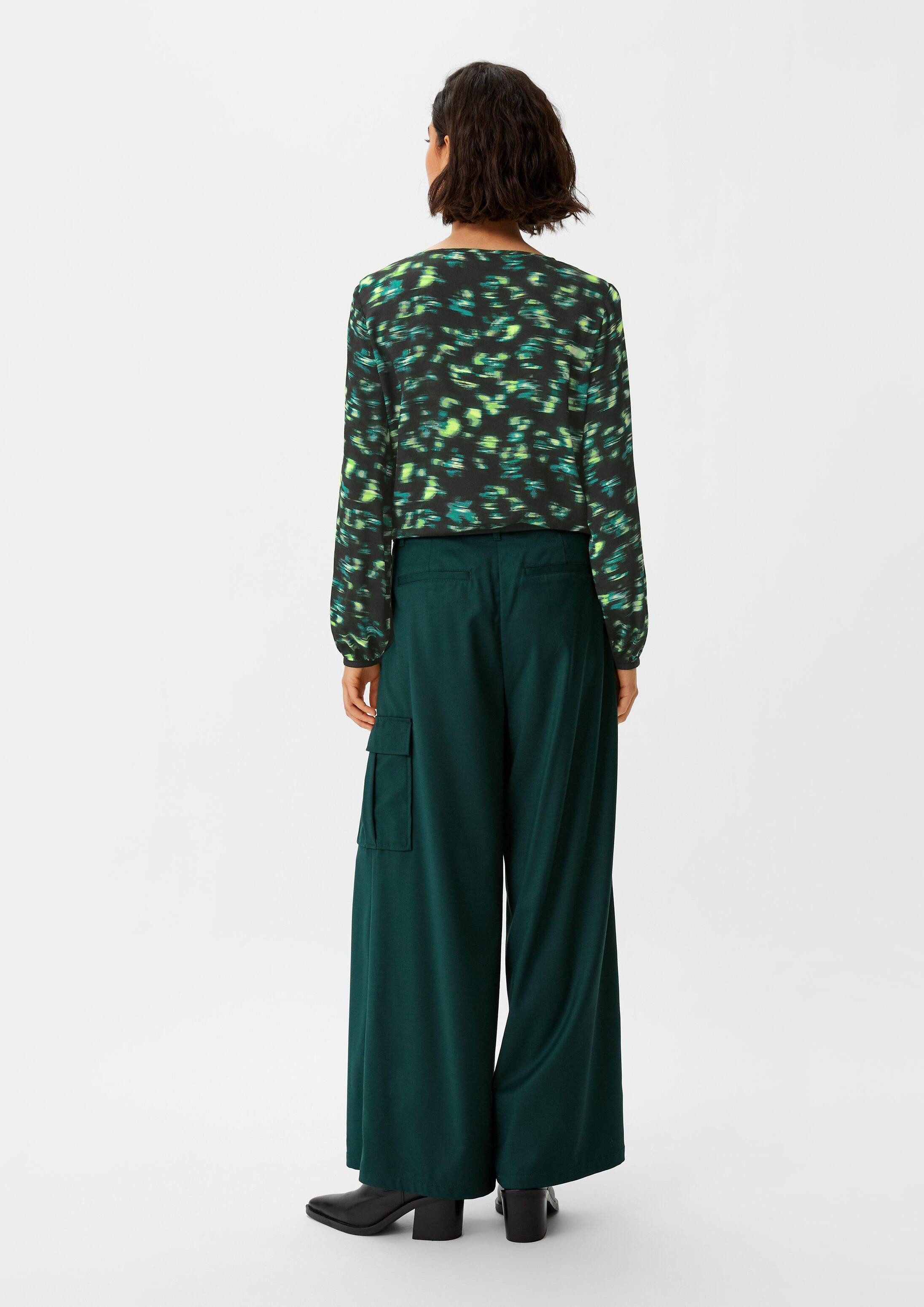 comma Langarmbluse Bluse Langarmbluse aus Crêpe