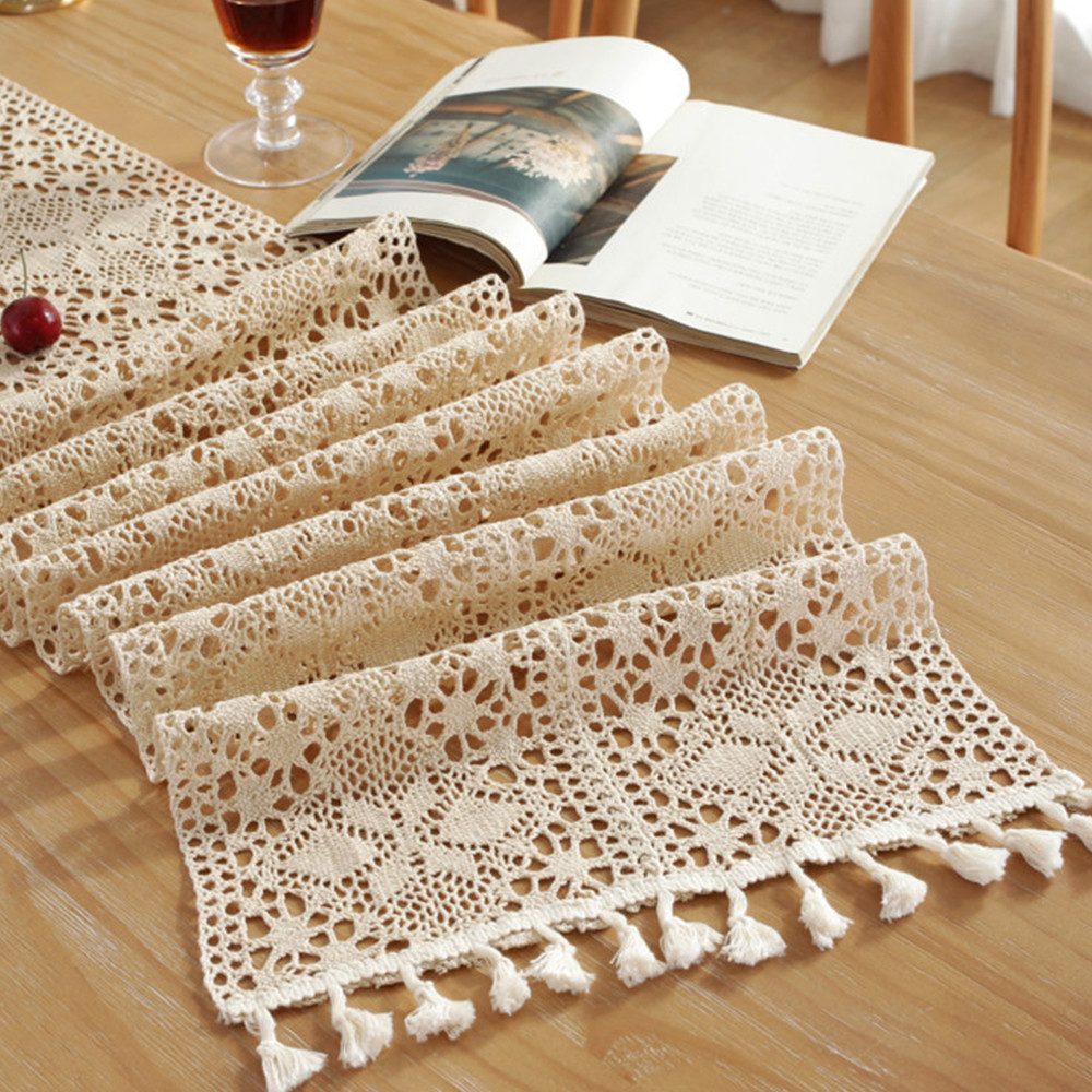 NUODWELL Tischläufer Tischläufer Boho, Hochzeit Tischdecke, Vintage Tassel günstig online kaufen