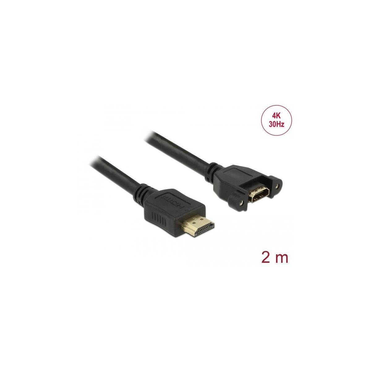 Delock Kabel HDMI-A Stecker > HDMI-A Buchse zum Einbau 4K 30 Hz 2 m Computer-Kabel, HDMI-A, HDMI (200,00 cm)