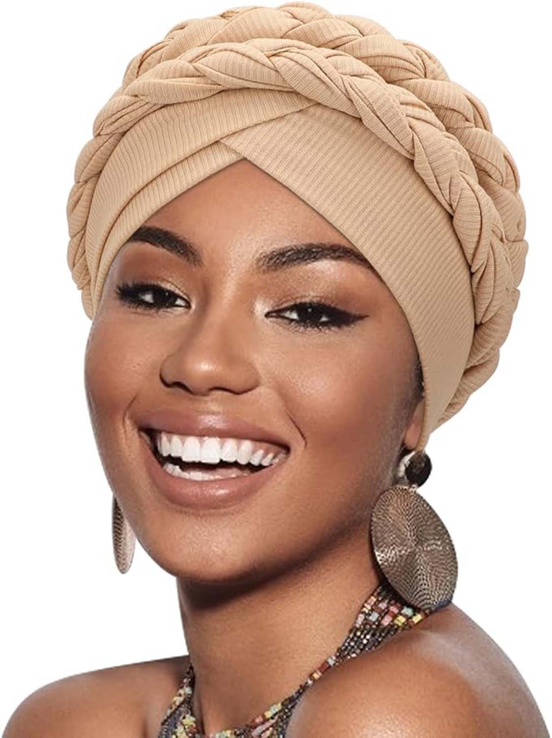 Zaewry Turbanmütze Afrikanischer Damen Geflecht Kopfbedeckung Kopftücher Chemo Kappe