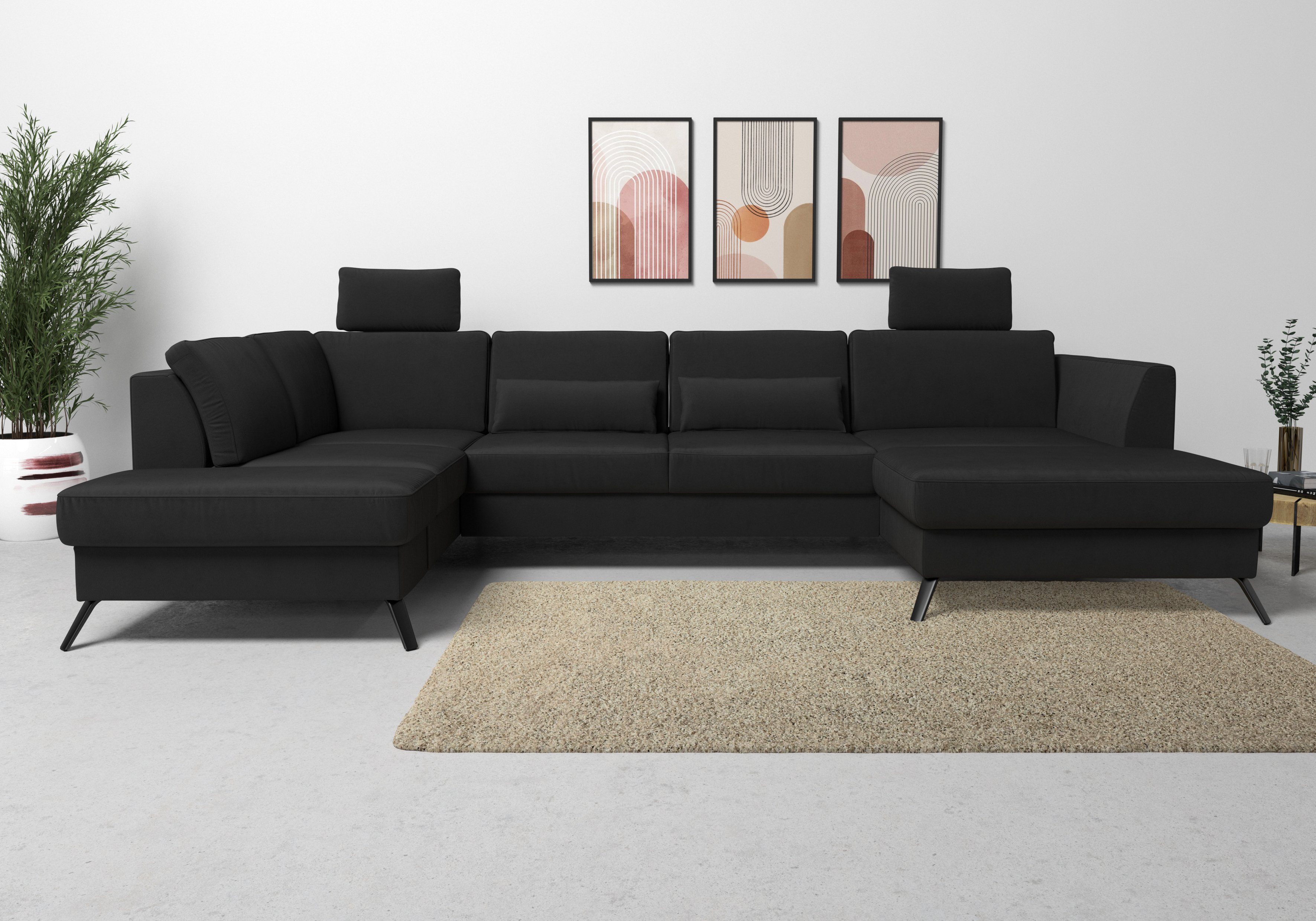 sit&more Wohnlandschaft Olsen U-Form, inklusive Sitztiefenverstellung, optional Schlaffunktion, 15cm hoch
