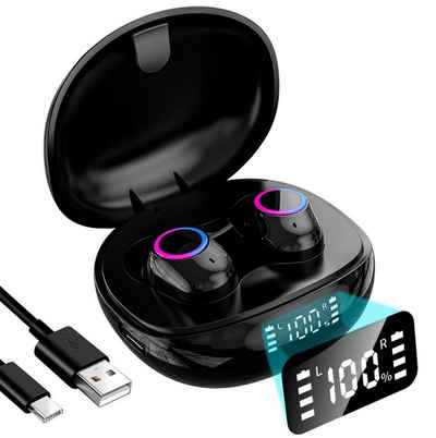 VSIUO In-Ear-Kopfhörer mit Mikrofon Bluetooth 5.2 LED Anzeige True-Wireless Bluetooth-Kopfhörer (Siri, Voice Assistant, Rauschunterdrückung, Bluetooth, Wireless Earbuds, IPX7 Wasserdicht Kabellose Kopfhörer)