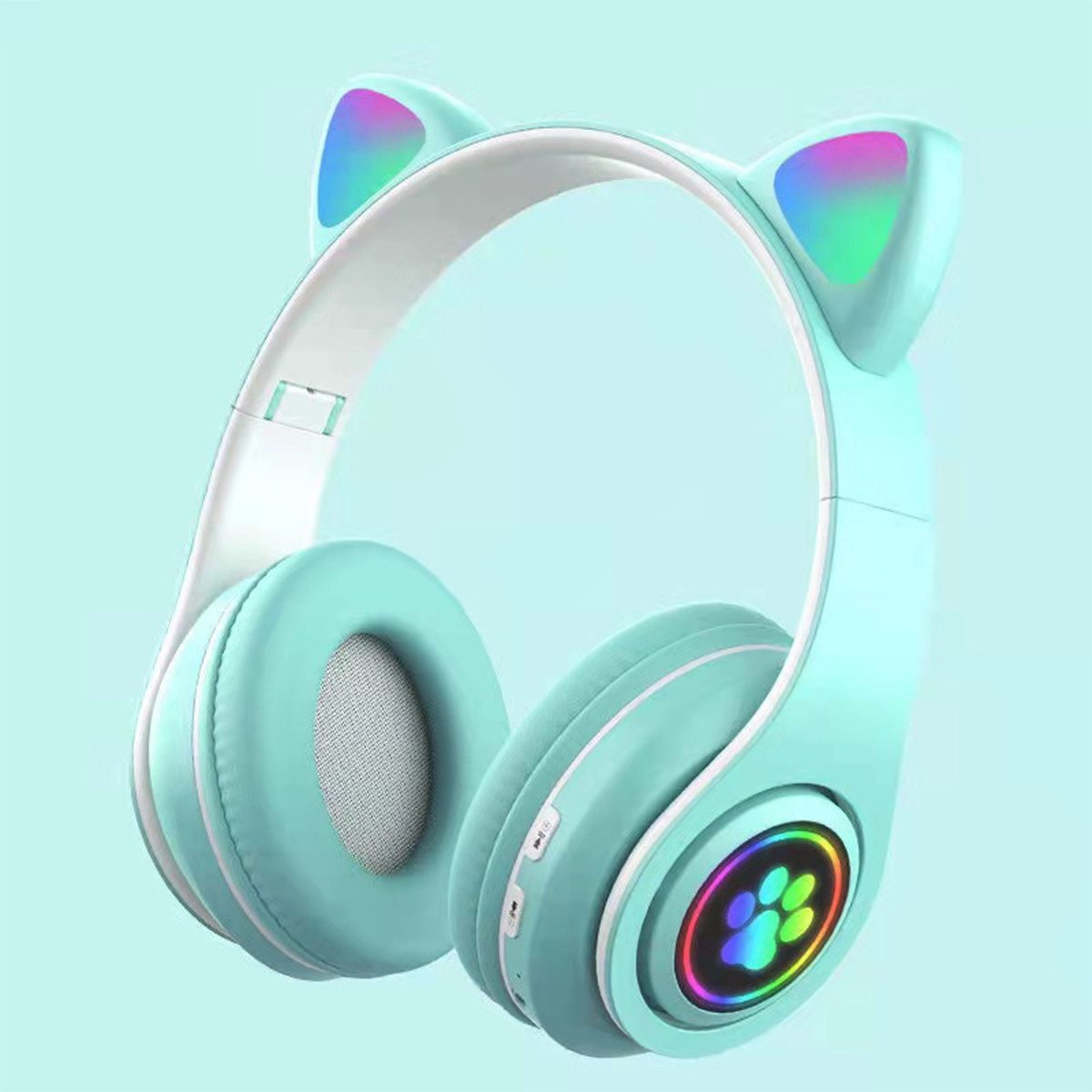 KINSI Bluetooth-Headset, wettbewerbsfähiges Gaming-Headset,Katzenohr-Styling Kinder-Kopfhörer (A2DF Bluetooth, AVRCP-Bluetooth, HSP, HSF 1.5, Katzenohr-Headset für Mädchen, kompatibel mit Tablet/Computer/Telefon)