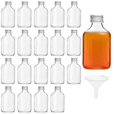 Belle Vous Aufbewahrungsdose 20x 50ml Flaschen mit Silberkappen - Alkohol, Spirituosen, Whisky, 50ml Flaschen Silberkappen (20 Stk)