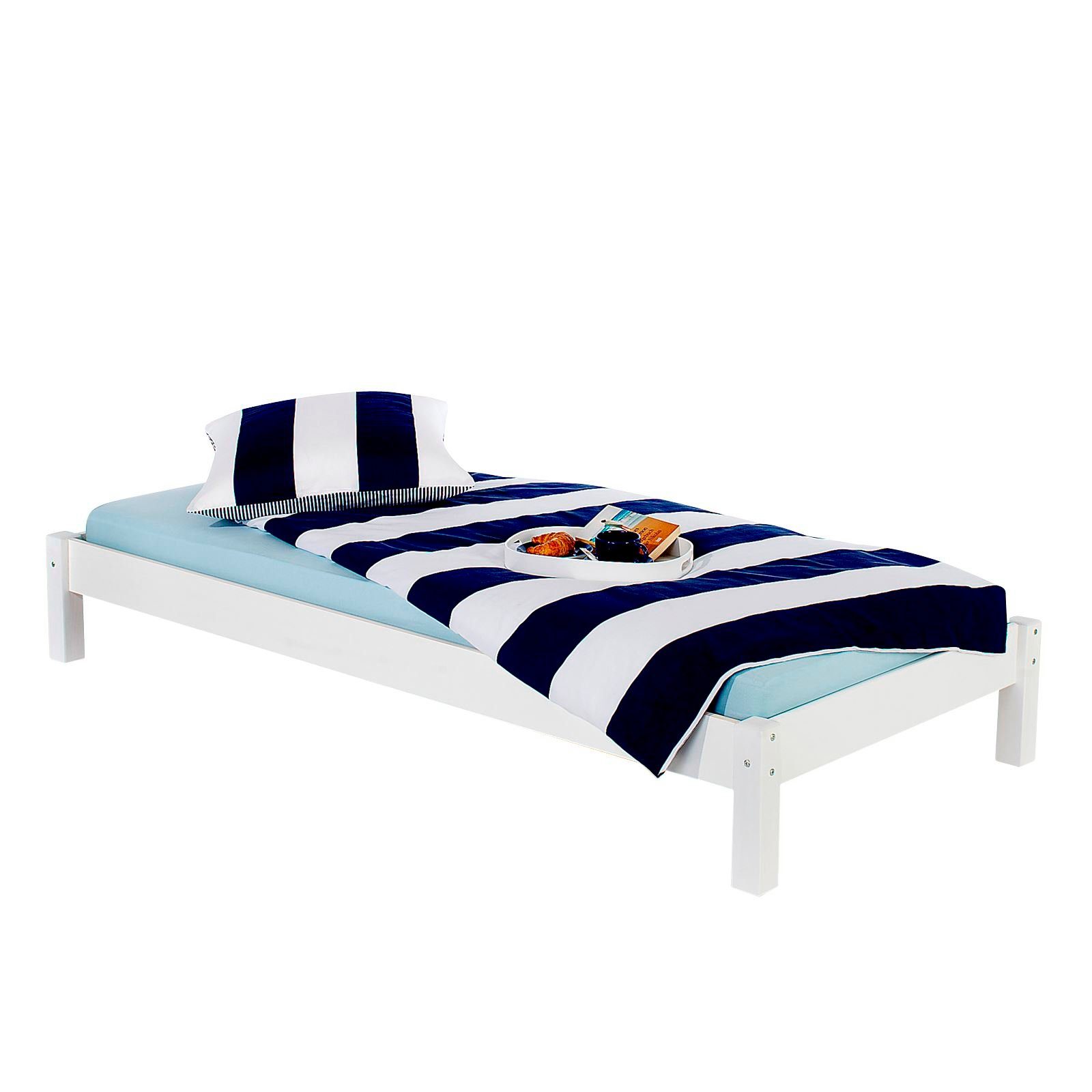 IDIMEX Futonbett TAIFUN, Futonbett Bett Einzelbett Massivholzbett,Kiefer, weiss lackiert, 90 x