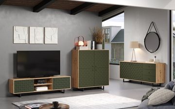 trendteam Lowboard Lowboard TV-Schrank Sentra, Artisan Eiche / Dark Green