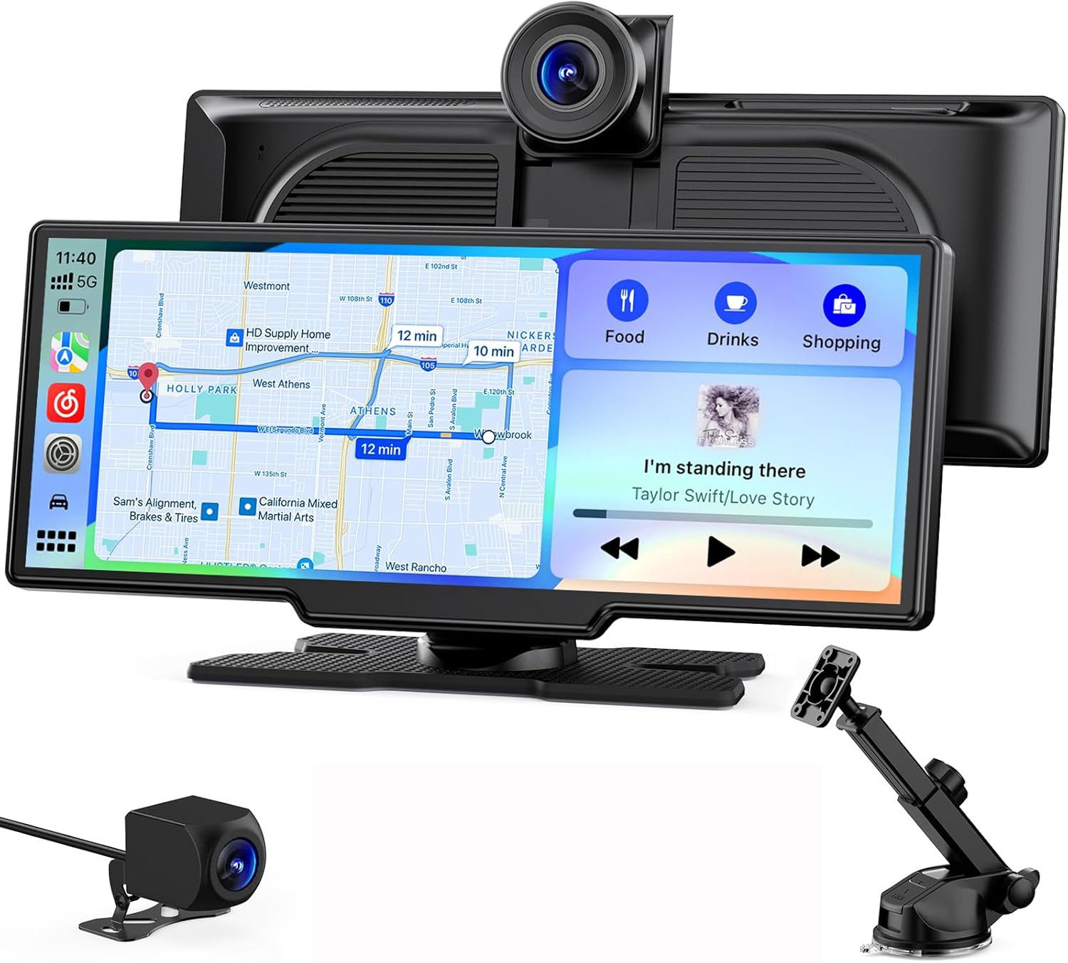 Topcony 9,26" HD Tragbar Kabellos Android Carplay Autodisplay Touchscreen Navigationsgerät (OTA-Updates, für Auto LKW PKW,Wohnmobil Auto-Stereo-Touchscreen)