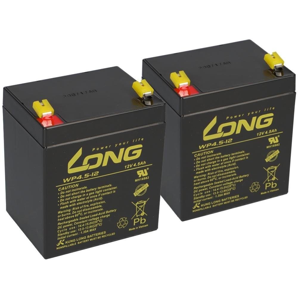 Kung Long 2x 12V 4,5Ah kompatibel Roche Trakmon 7220 Vlies AGM VdS Bleiakkus