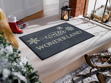 Fußmatte Winter Wonderland, wash+dry by Kleen-Tex, rechteckig, Höhe: 7 mm, Schmutzfangmatte, mit Spruch, In- und Outdoor geeignet, waschbar