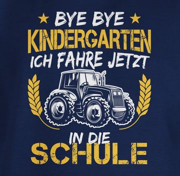 Shirtracer T-Shirt Bye Bye Kindergarten ich fahre jetzt in die Schule Traktor Weiß Orange Einschulung Junge Schulanfang Geschenke