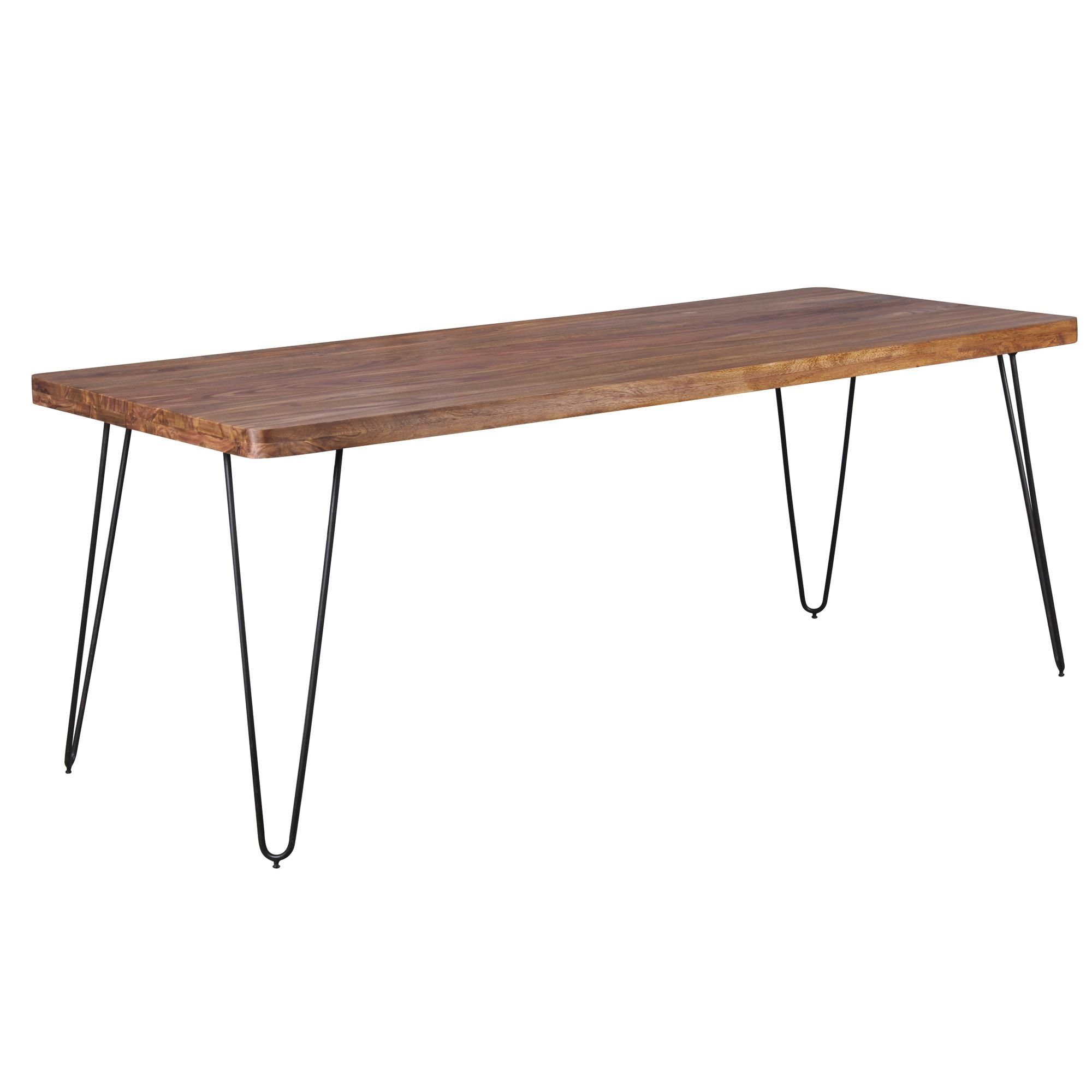 möbelando Esstisch Esstisch BAGLI Massivholz 80 80 Küchentisch Sheesham x Landhaus-Stil cm Esszimmer-Tisch Massivholz x BAGLI 76, x Metallbeinen dunkel-braun 200 modern Sheesham 200 Natur-Produkt Esstisch x Holztisch Massivholzmöbel mit 76