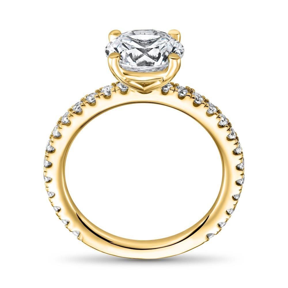 JEWLIX Verlobungsring Mit Zirkonia als Hauptstein aus vergoldetem 925er Silber VR0040-G