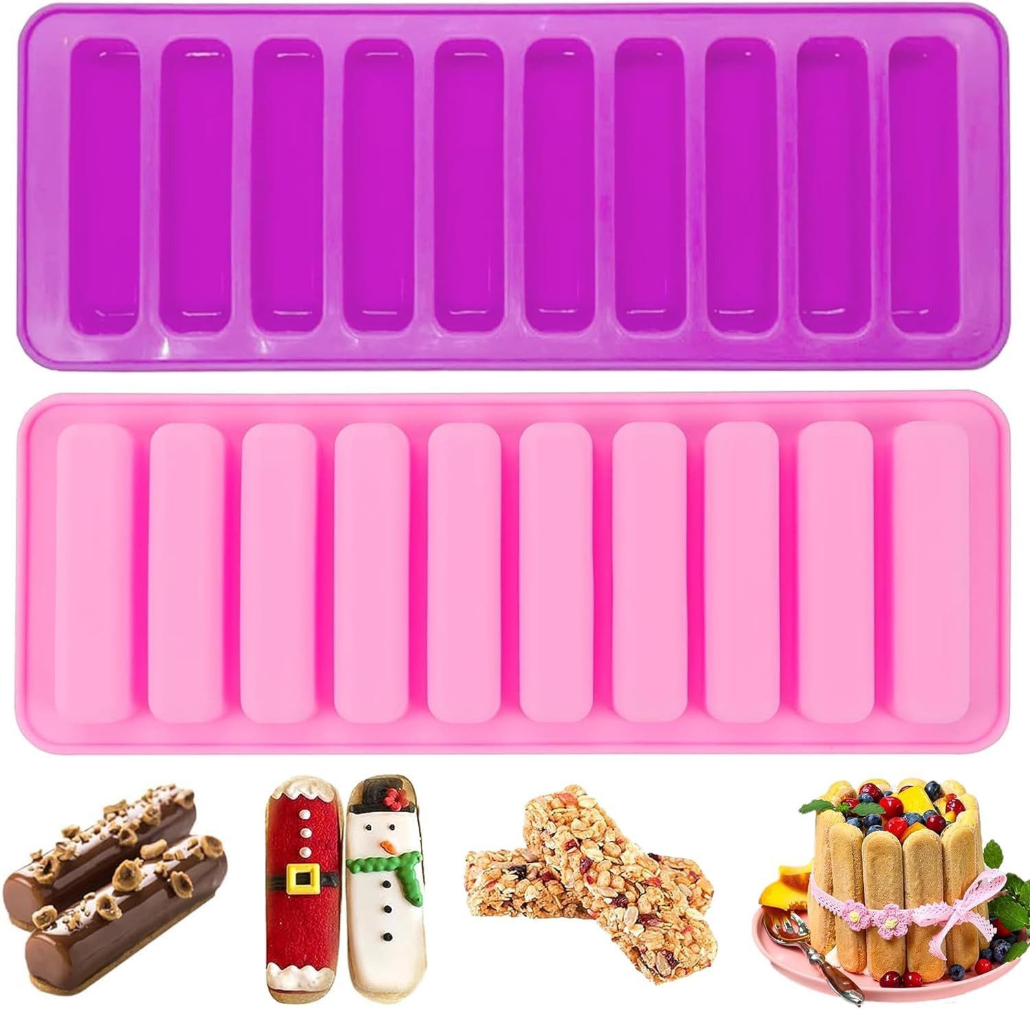 FELIXLEO Backform 2 Pcs Backform Silikonform Mit 10 Mulden Antihaft Riegel Backform, (1-tlg)