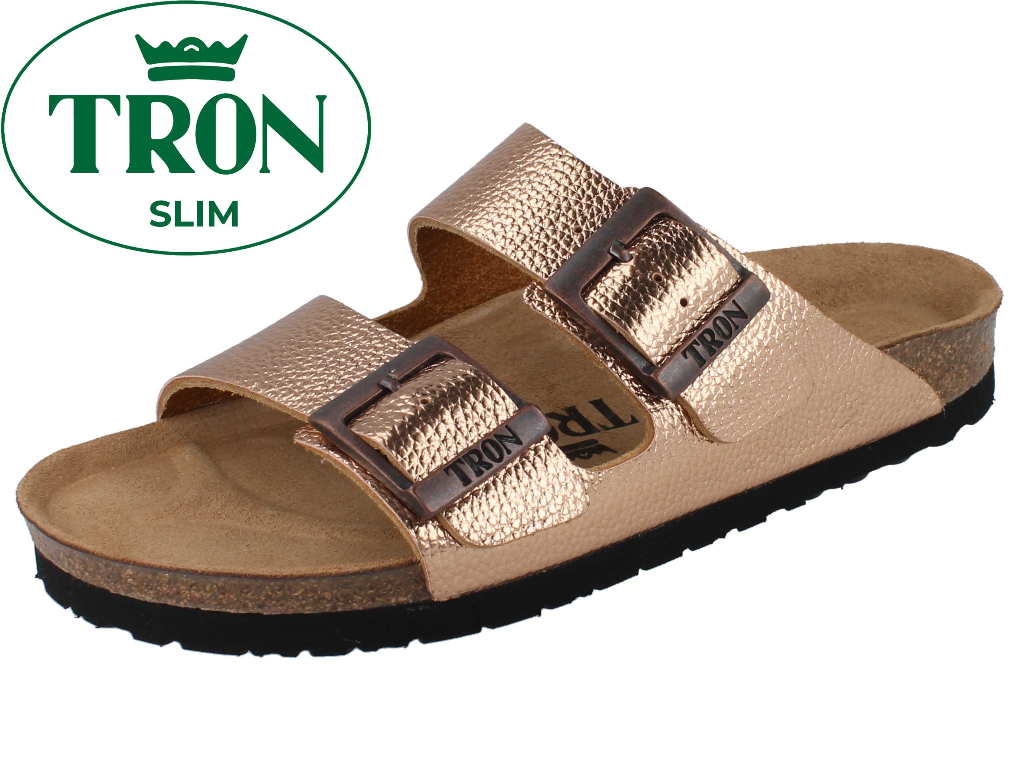 Tron TRON Pampelonne slim Damen Tieffußbett Pantolette kupfer metallic Pantolette Atmungsaktiv