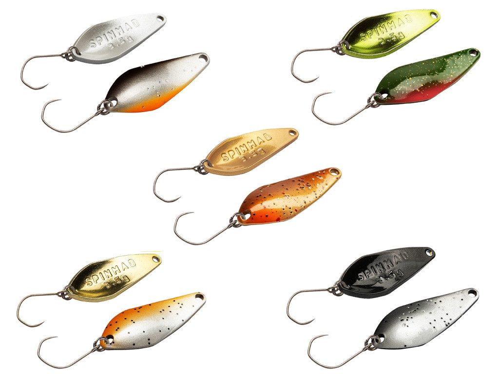 SpinMad Kunstköder SPINMAD-Spoon-Set - 5 Spoons - 3,5 g - Klares Wasser, (SpinMad Spoon-Set 3,5 g klares Wasser, 5-St. 5 Farben), Effektiver Lauf, Exzellente Verarbeitung