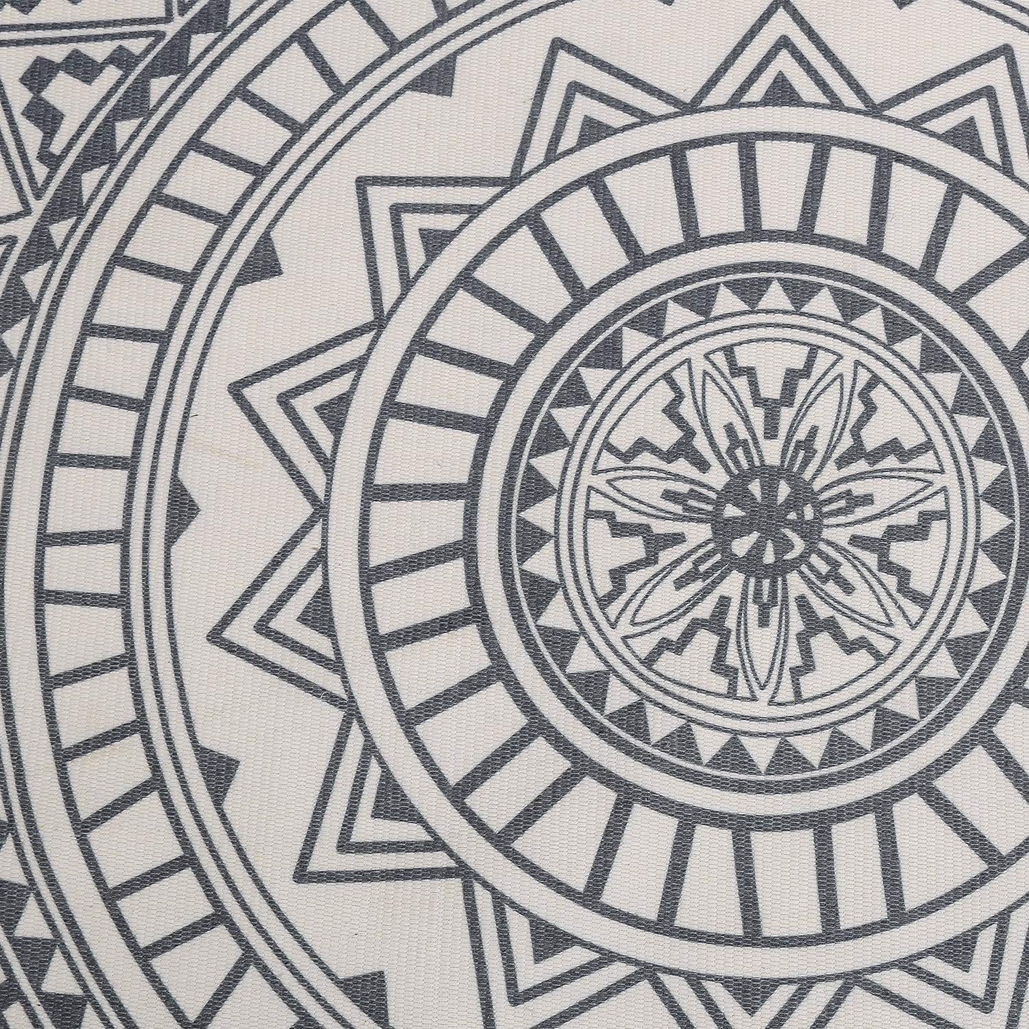 Teppichunterlage Teppich rund mit Fransen rutschfest,Mandala Muster 120 cm,  LENBEST